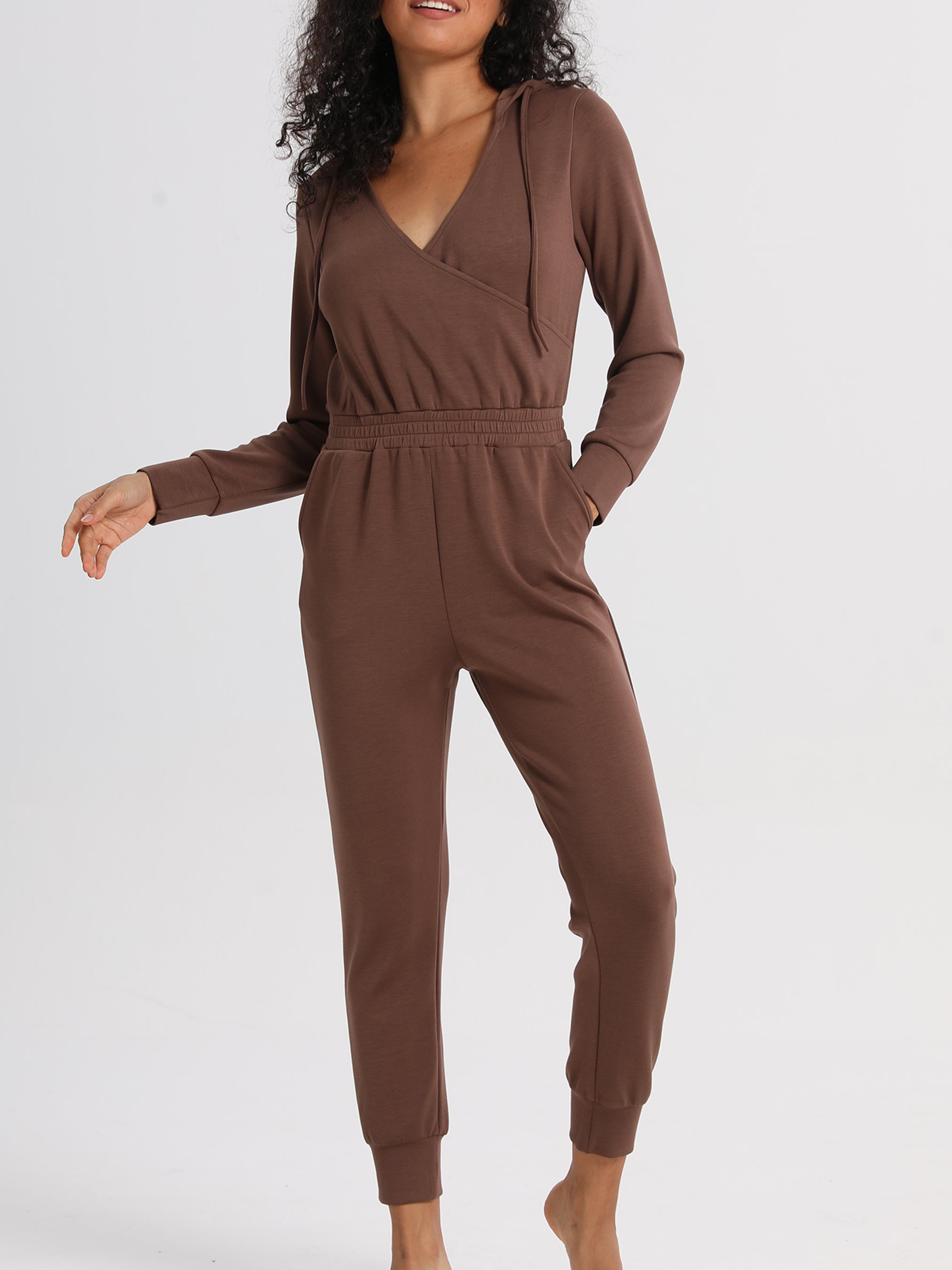 Storm-Ready Hooded Second-Skin Yoga Jumpsuit