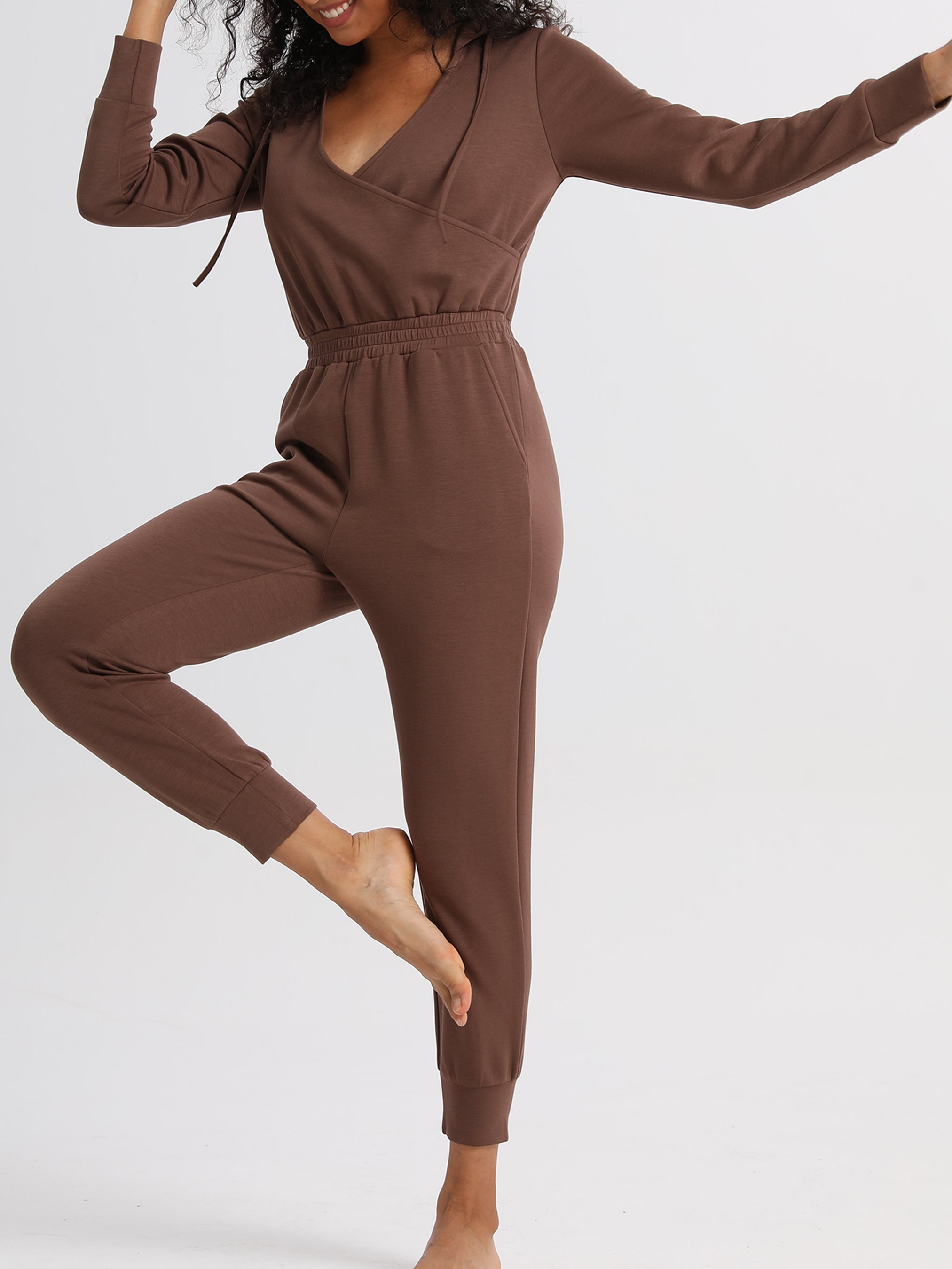 Storm-Ready Hooded Second-Skin Yoga Jumpsuit