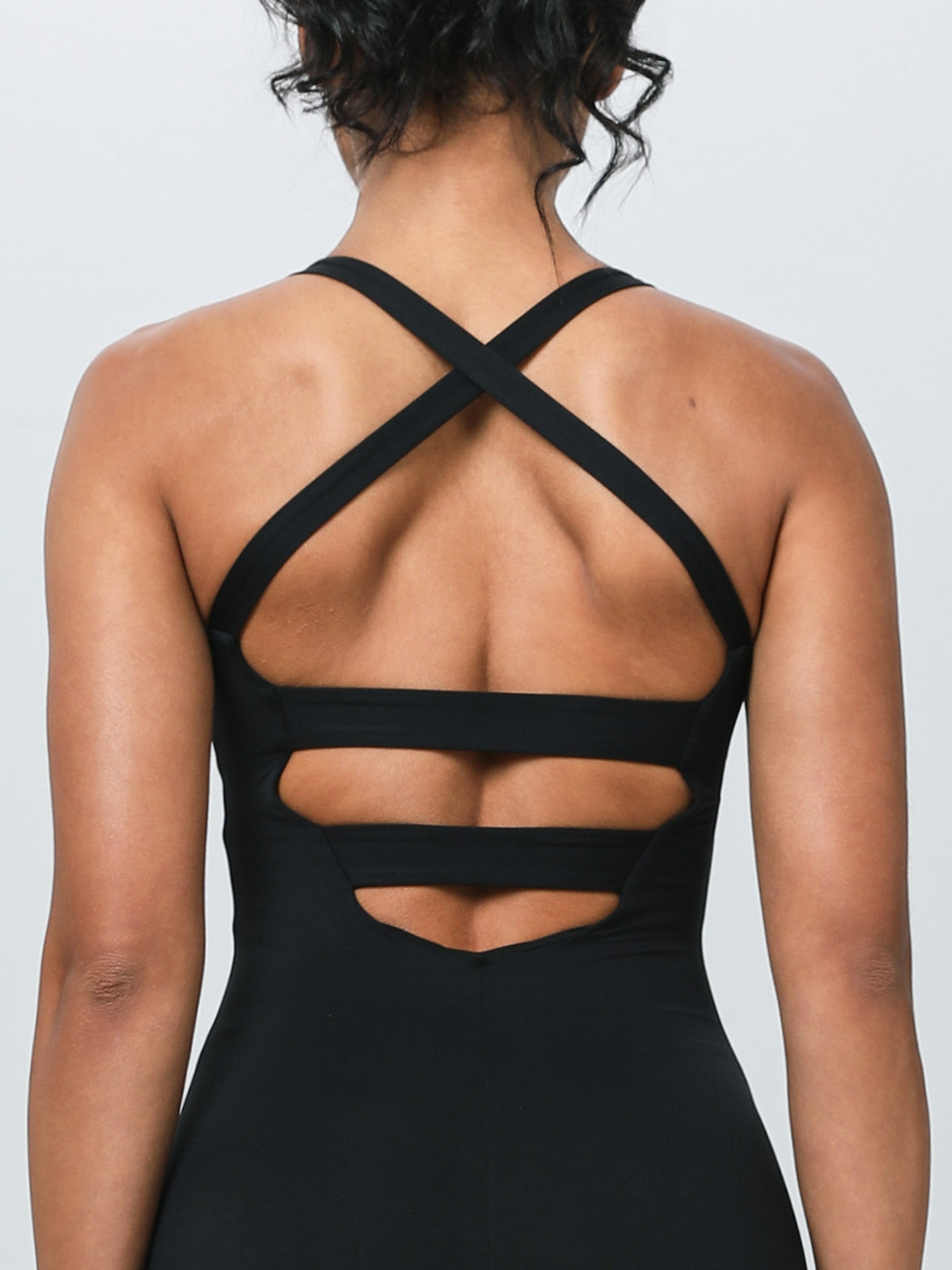 iVery Cross-Back Yoga Romper Tight-Fit Active Jumpsuit