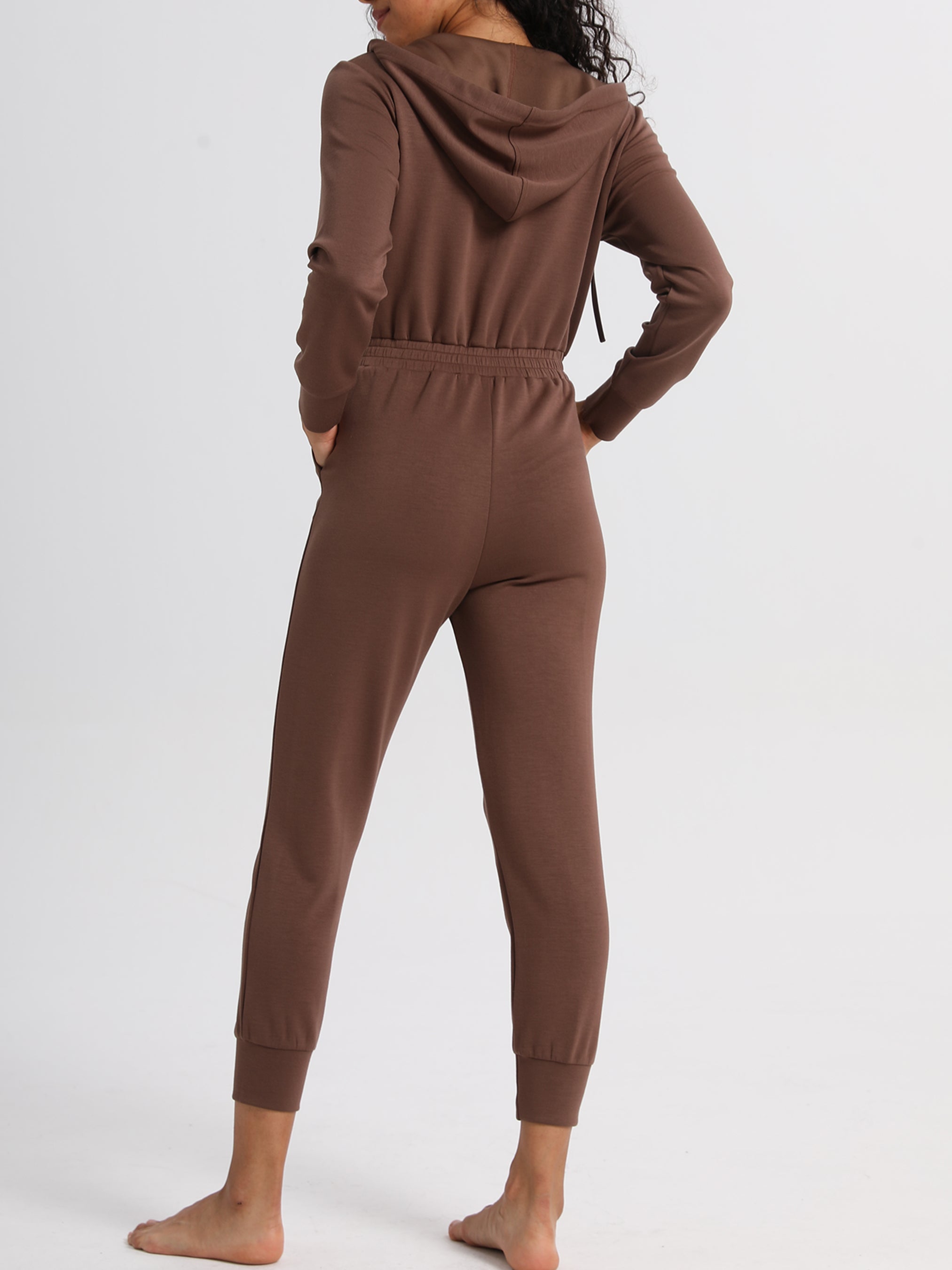 Storm-Ready Hooded Second-Skin Yoga Jumpsuit