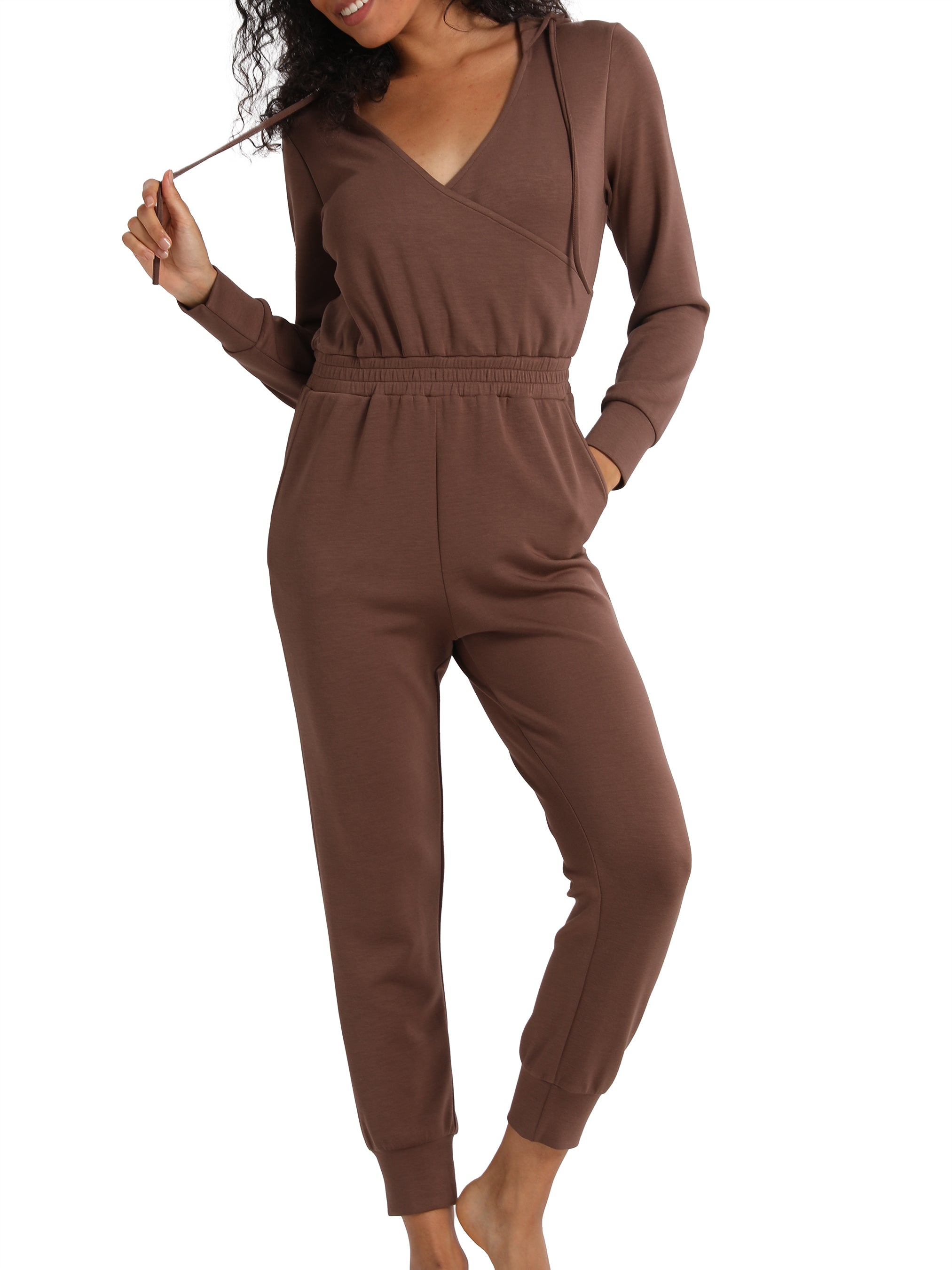 Storm-Ready Hooded Second-Skin Yoga Jumpsuit